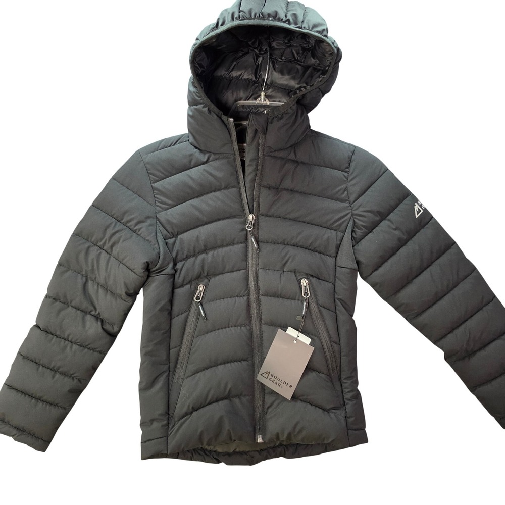 Boulder Gear Girls Small Starlight Puffy Jacket Black Hooded Winter Coat  NEW